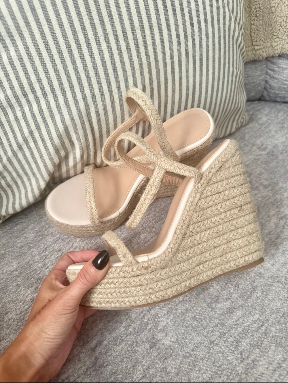 Womens Tan Wedge Beachy Heels - Picture 2 of 4